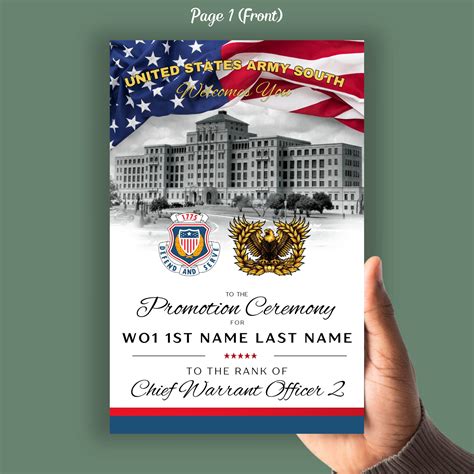Cw2 Jag Army Promotion Ceremony Program Template 8 Page Bi Fold Warrant