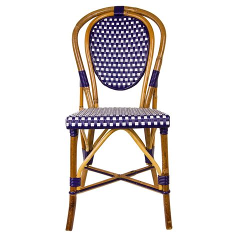 Traditionally styled french bistro chair.custom made to your colour specifications.rattan frame and polyurethane two tone weave.seat height want classic woven french bistro chairs? Navy Blue and Cream Mediterranean Bistro Chair (E) in 2020 ...