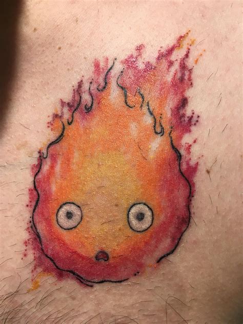 Howl tattoos wednesday, october 26, 2011. First tattoo! Calcifer from Howl's Moving Castle by Vicky ...