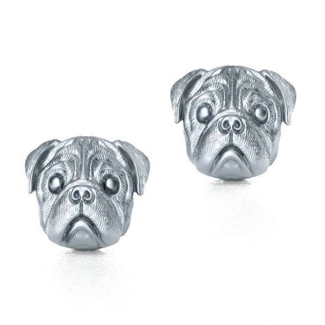 Handmade Silver Pug Earring Studs In Oxidized Sterling Silver Etsy