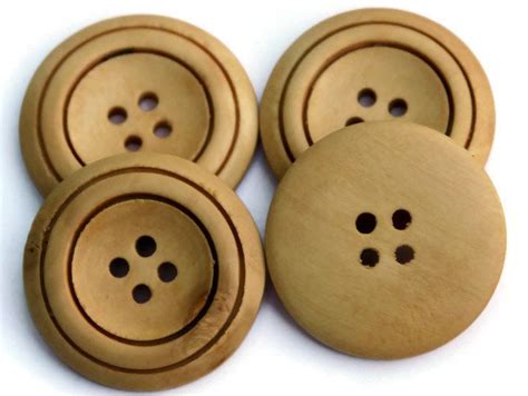4 Natural Wooden Buttons 30mm Large Buttons Pale Wood Etsy Uk