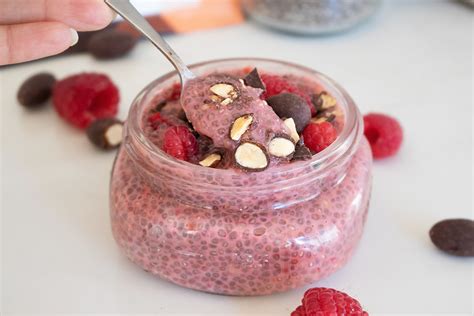 Raspberry Chia Pudding With Chocolate Almond Crunch Perfect Keto
