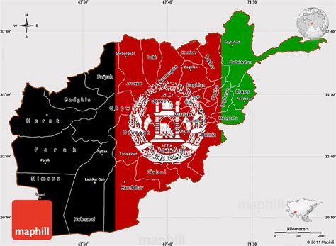 Flag Simple Map Of Afghanistan