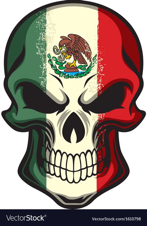 Mexico Flag Painted On A Skull Royalty Free Vector Image