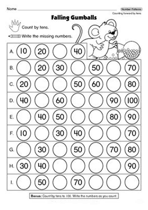 Fill In The Missing Numbers Worksheet