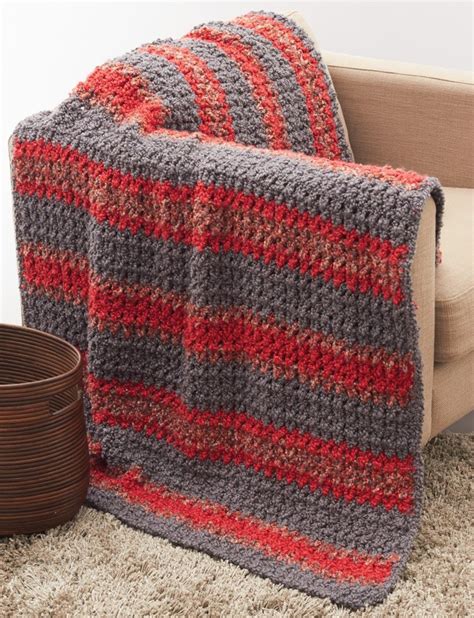 Striped Crochet Afghan In Bernat Soft Boucle Knitting Patterns