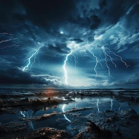 Premium Ai Image Lightning Thunderstorm Storm Clouds And Sea