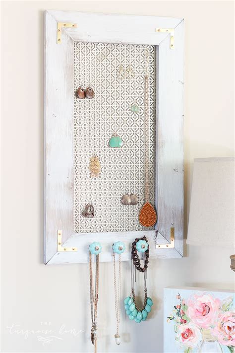 A Distressed Industrial Diy Jewelry Organizer The Turquoise Home