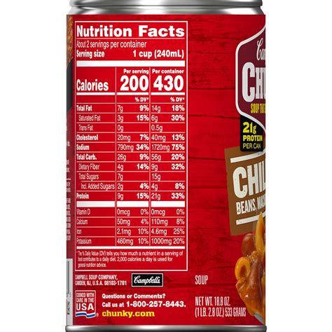 Campbells Chunky Soup Chili Mac Soup 188 Ounce Can Buy Online In