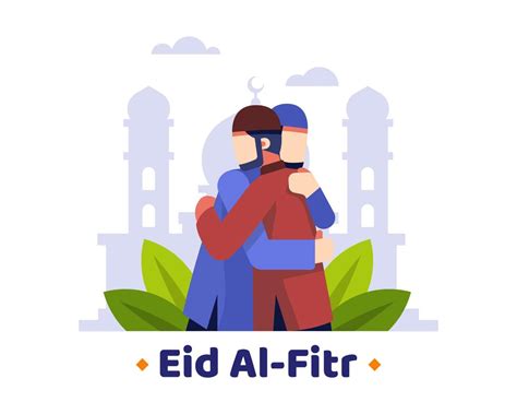 Eid Al Fitr Background With Two Muslims Hugging Each Other 1217487