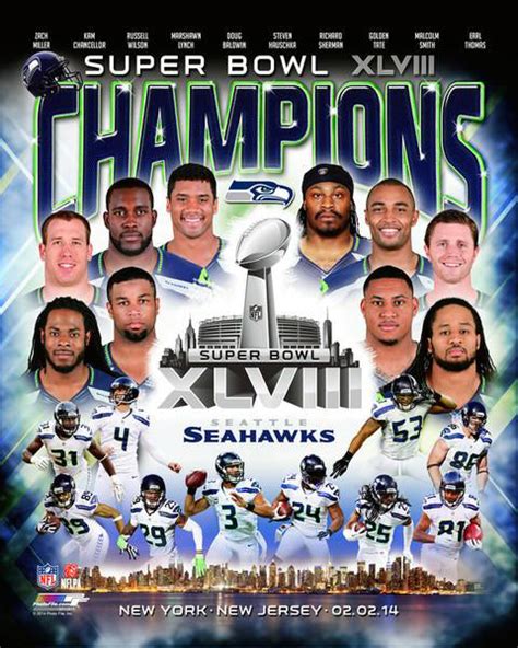 seattle seahawks super bowl xlviii champions 10 player commemorative premium poster print