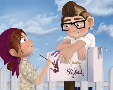 Personalized Carl And Ellie Mailbox Painting Fine Art Illustration