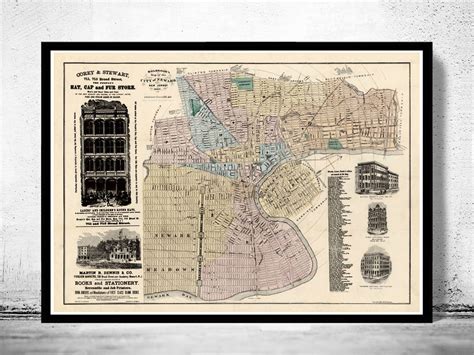 Old Map Of Newark New Jersey United States 1881 Vintage