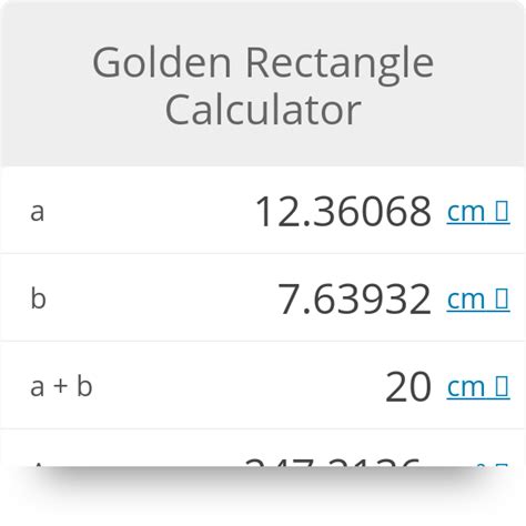 Golden Rectangle Calculator - Omni | Math calculator, Calculator, Rectangle
