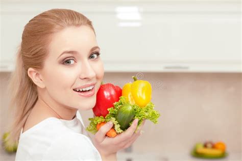 Woman Holds Vegetables In Her Hands Stock Image Image Of Light Organic 53351033