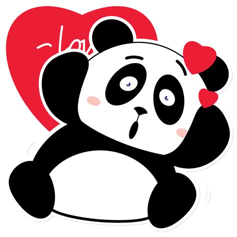 Panda Love Valentine Cartoon Cute 17189093 Png