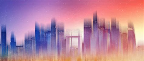 Silhouette Skyscraper City Skyline Abstract City Background Stock