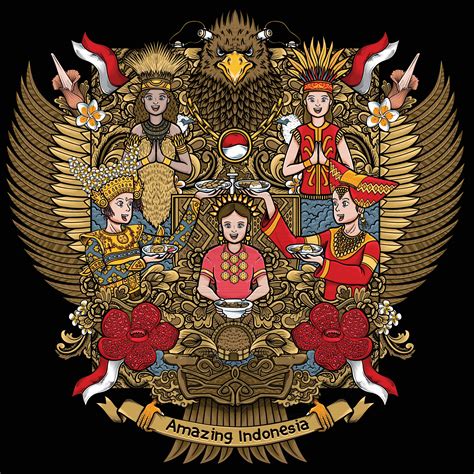 indonesian females with amazing culture on garuda handdrawing illustration 2925762 vector art at