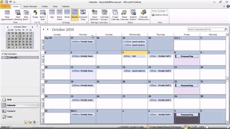 Click the calendar icon in the lower left corner. Outlook 2010 - Work with Calendar View Options - YouTube