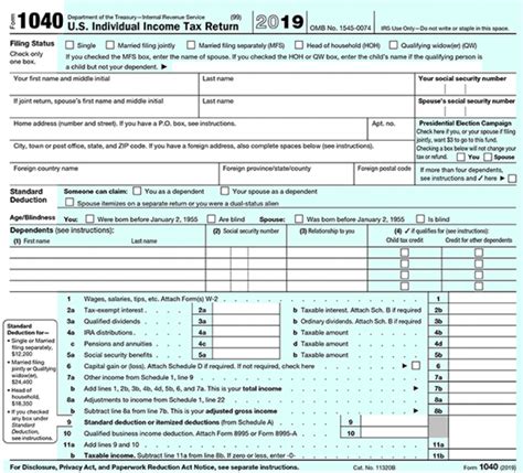 2019 Irs Tax Form 1040 Schedule A Itemized Deductions Us