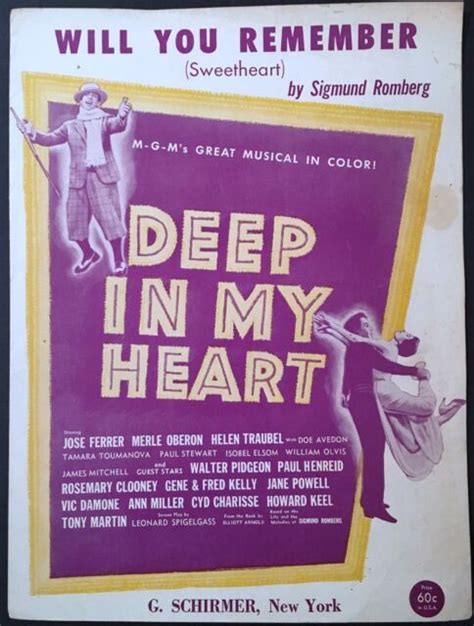 1954 Deep In My Heart Movie Sheet Music Will You Remember Sweetheart Ebay