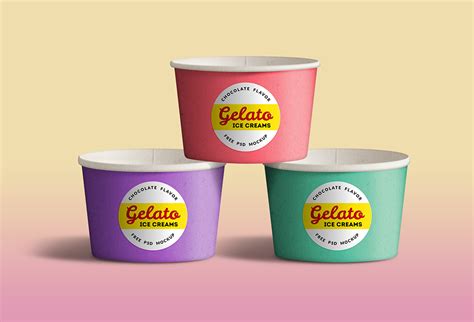 Free Ice Cream Cups PSD MockUp