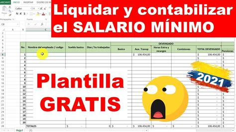 Como Liquidar El Salario Minimo 2021 En Colombia Con Excel Plantilla
