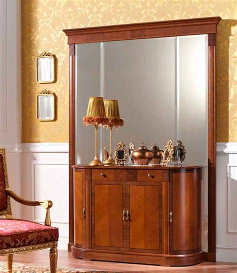 Mueble de entrada con 2 puertas y 3 cajones amarillo un estilo colorido el estilo en vogue de los años 50 del mueble de entrada amarillo mostaza. Recibidor Clásico Cobre. - Muebles DíazMuebles Díaz