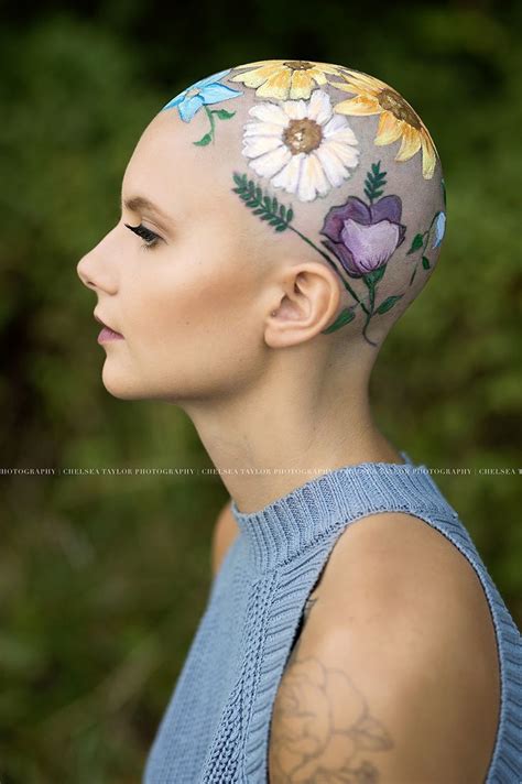 Mom Spends Hours Painting Daughters Bald Head For Her Senior Year
