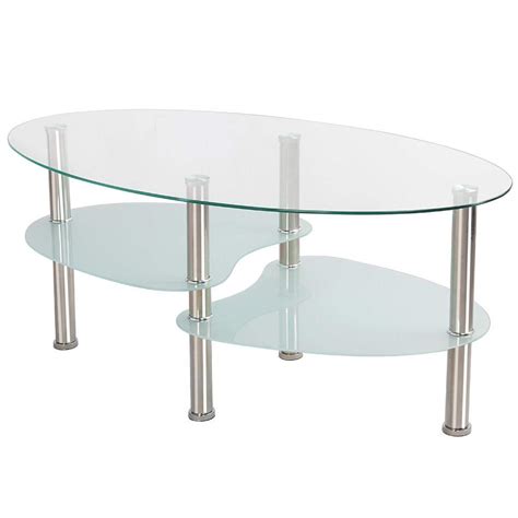 Yaheetech Round Oval Glass Top Coffee Table Center Table Sofa Side Cocktail Tables For Living