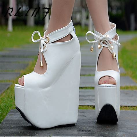 Rlinf 2019 Summer New White Wedge Sandals Sexy Fish Mouth Waterproof