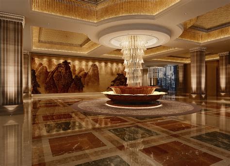 Luxury Hotel Lobby Interior 3d Model Cgtrader