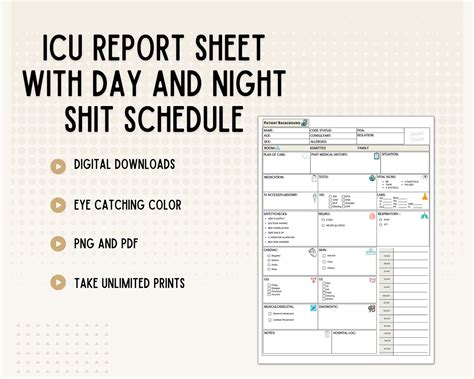 Icu Report Sheet Icu Nurse Report Sheet Nurse Report Sheet Etsy