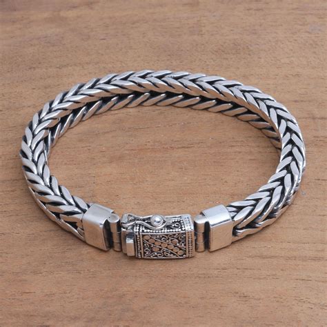 men s sterling silver chain bracelet from bali magic conjurer novica