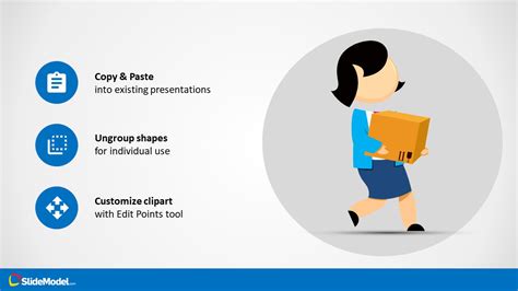 Jane Delivery Box Powerpoint Cartoon Slidemodel Presentation Design