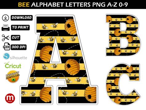 Bee Alphabet Png Bee Birthday Banner Bee Letters Png Bee Font Bee