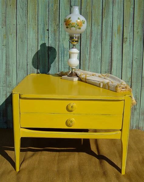 Yellow Side Table Or End Table Painted Sunflower Yellow Distressed