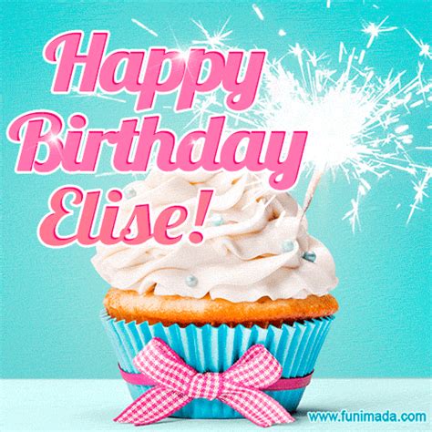 Happy Birthday Elise Elegang Sparkling Cupcake  Image — Download