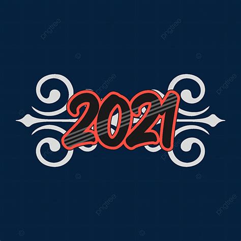 New Year Typography Vector Art Png Flat 2021 Year Typography Number