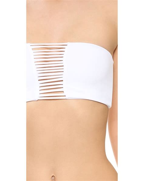 Mikoh Swimwear Sunset Skinny String Bandeau Bikini Top Foam In White Lyst