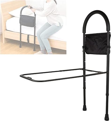 Amazon co jp iimono117 ベッド 用 起き上がり 手すり ベッド用手すり 高さ調節 可能 固定用ベルト 小物収納バッグ付