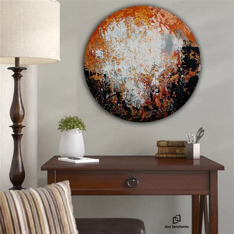 Abstract Painting On Round Stretched Canvas Original Abstract Painting