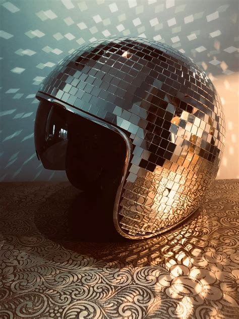 Disco Ball Helmet With Retractable Visor Quick Delivery Etsy Festival Accessories Party