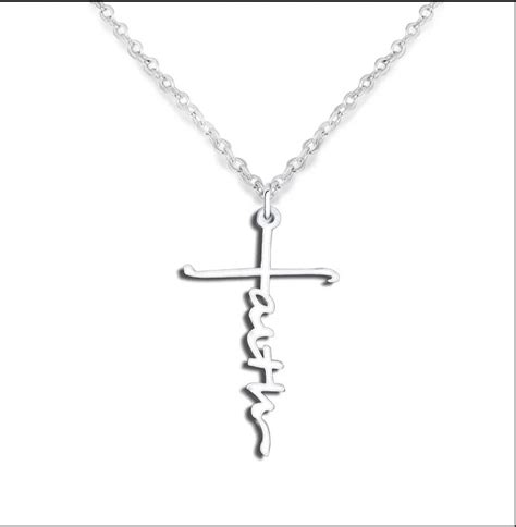 Faith Cross Necklace Etsy Uk