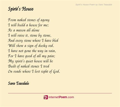 Spirit S House Poem By Sara Teasdale