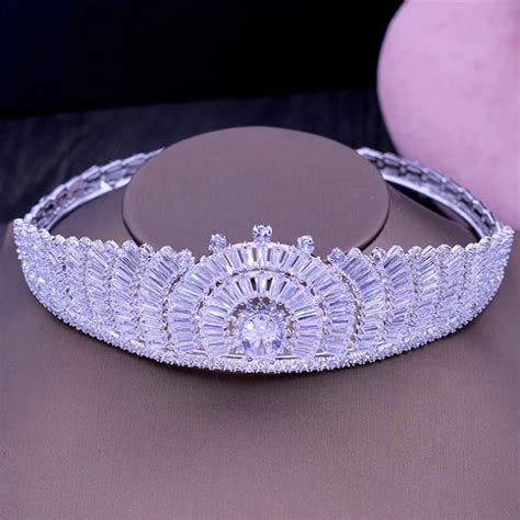 Aaa Cz Full Round Bridal Wedding Tiara Crown Hair Accessories Jewelry
