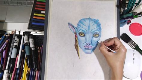 Dibujando A Neytiri De Avatar Dibujo Realista Con Colores YouTube