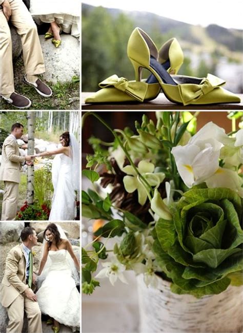 Brown And Green Wedding In An Alpine Forest Green Themed Wedding