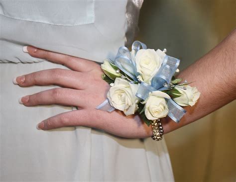 Blue And White Wrist Corsage Corsage Prom