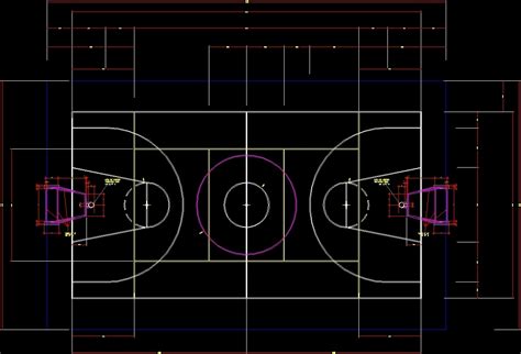 Basketball Court Cad Block